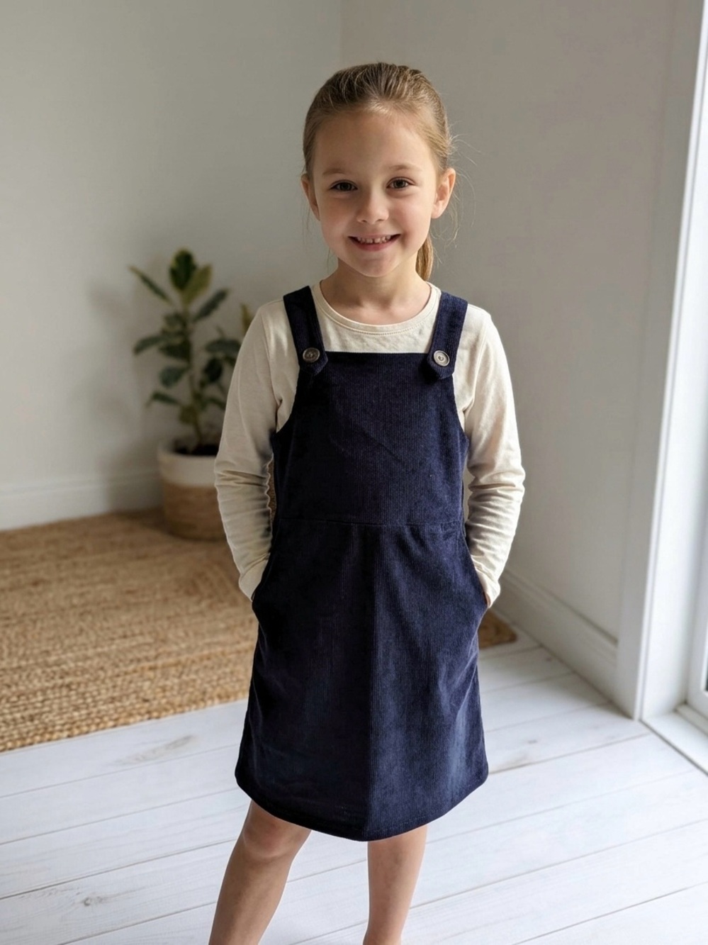 Beautees Navy Pinafore Dress